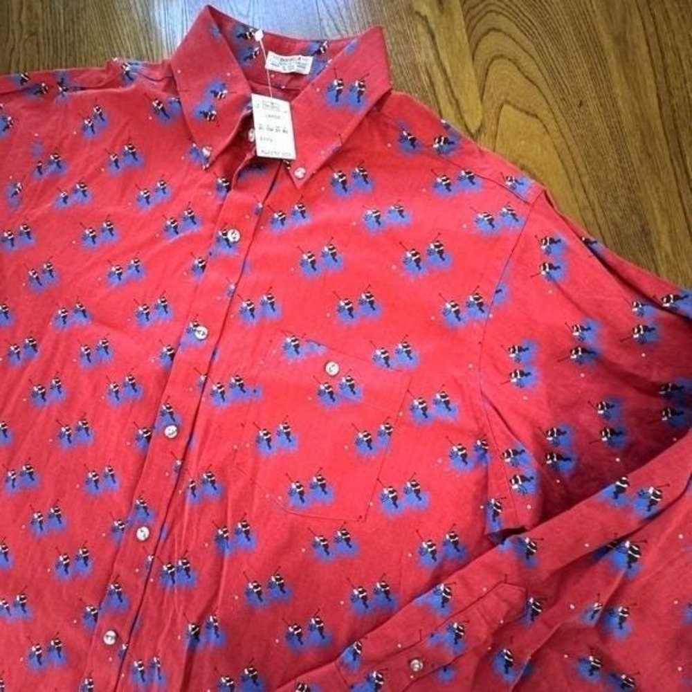 Vintage‎ NWT Arnie Arnold Palmer Sears Polo AOP Long Sleeve Button Down Size L